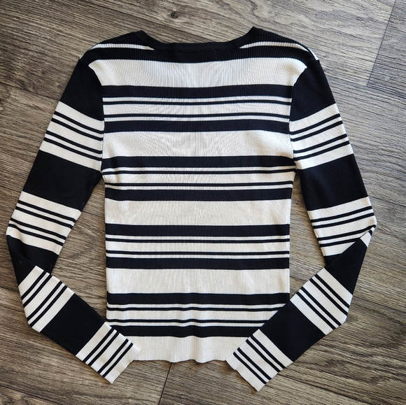 Zara Knit Striped Sweater Top Size Medium - Picture 3 of 4